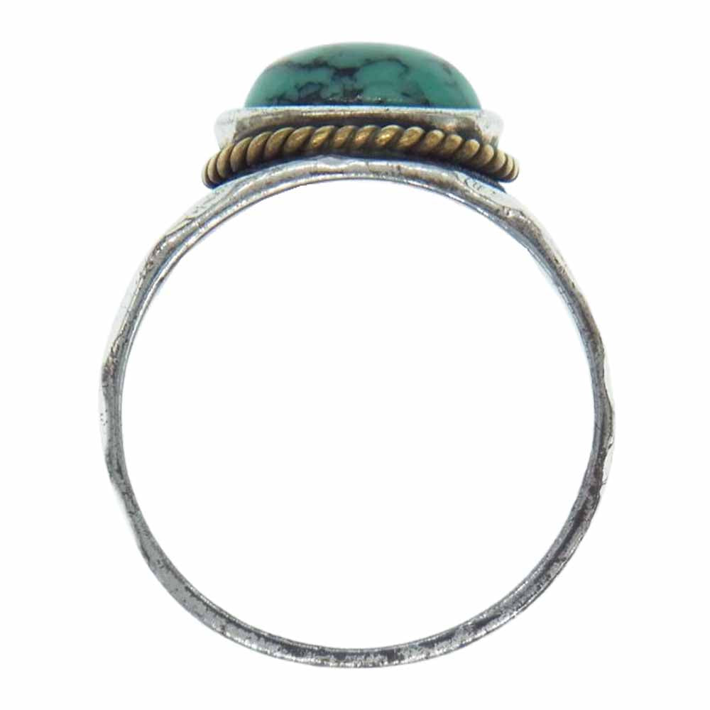 SAAD サード ターコイズ 銀縄 平打ち リング シルバー系 12号【中古】
