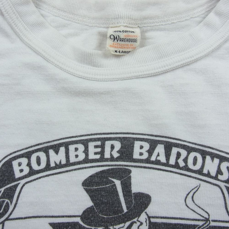 WAREHOUSE ウエアハウス BOMBER BARON プリント TEE 半袖 Tシャツ オフホワイト系 XL【中古】