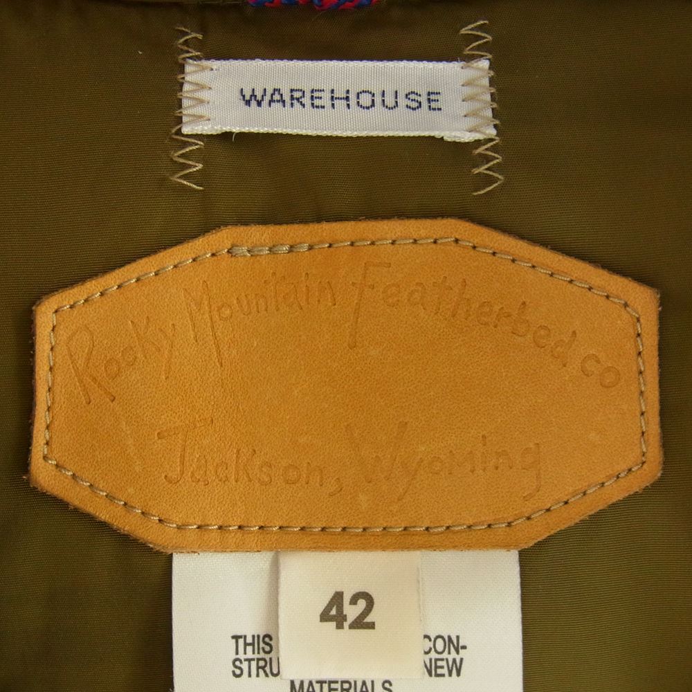 ロッキーマウンテンフェザーベッド × WAREHOUSE ウエアハウス ウエストポイント ダウン ベスト カーキ系 42【中古】