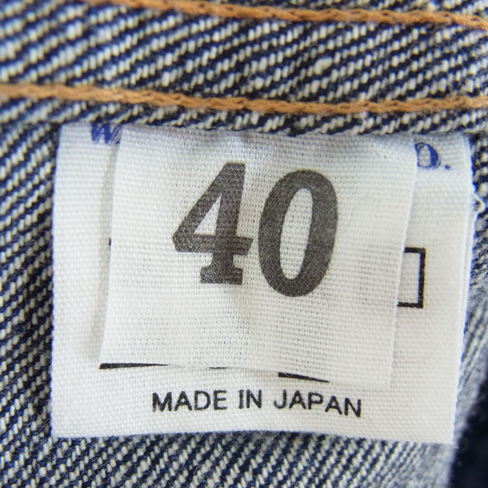 WAREHOUSE ウエアハウス Lot 2001XX 1ST TYPE DENIM JACKET ディア スキンレザーパッチ 鹿革 ファースト タイプ デニム ジャケット インディゴブルー系 40【中古】