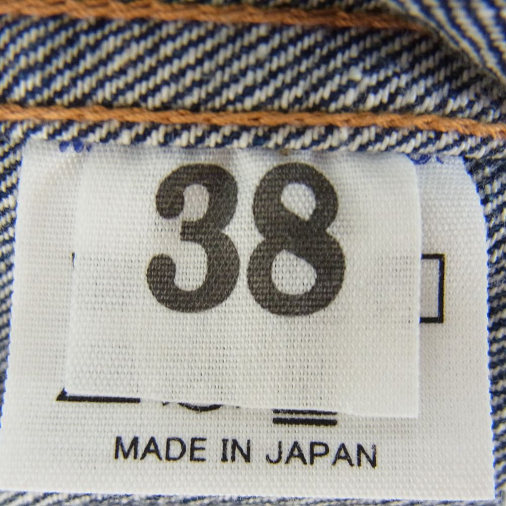 WAREHOUSE ウエアハウス Lot 2001XX 1ST TYPE DENIM JACKET ディア スキンレザーパッチ 鹿革 ファースト タイプ デニム ジャケット インディゴブルー系 38【美品】【中古】