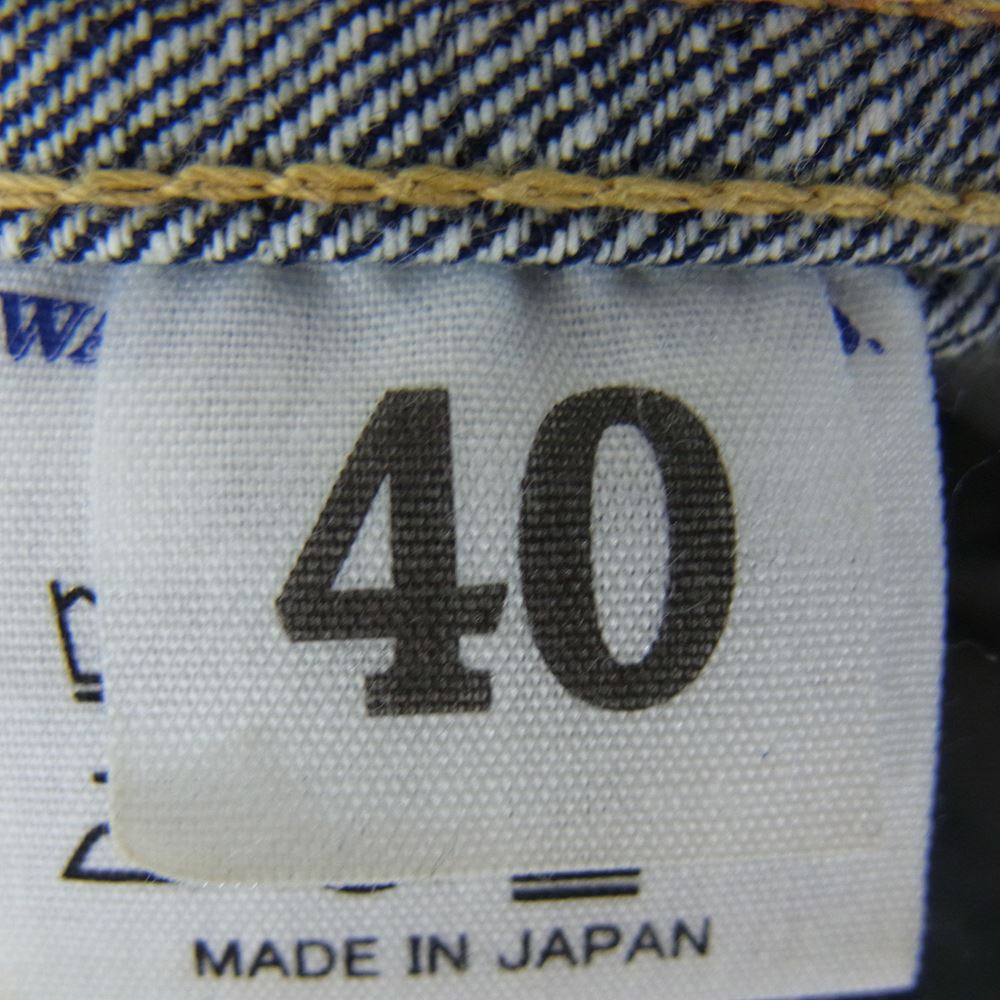 WAREHOUSE ウエアハウス Lot 2001XX 1ST TYPE DENIM JACKET ディア スキンレザーパッチ 鹿革 ファースト タイプ デニム ジャケット インディゴブルー系 40【美品】【中古】