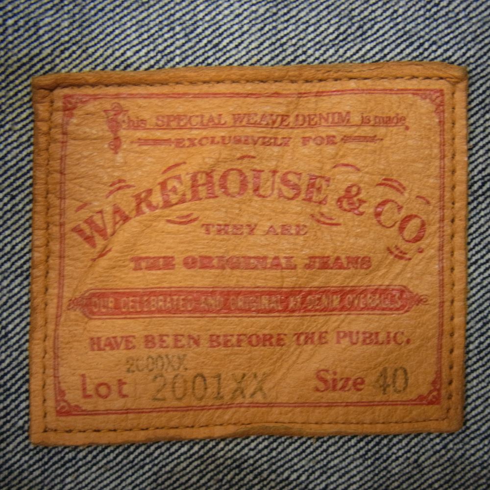 WAREHOUSE ウエアハウス Lot 2001XX 2000XX  1936モデル 1ST TYPE DENIM JACKET ディア スキンレザーパッチ 鹿革 ファースト タイプ デニム ジャケット インディゴブルー系 40【中古】