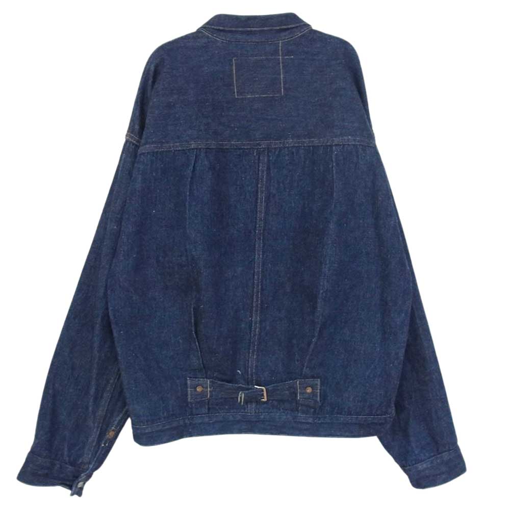 WAREHOUSE ウエアハウス Lot 2001XX 1915 1920 MODEL DOWN POCKET ダウン ポケット ディア スキン レザーパッチ デニム ジャケット 鹿革 インディゴブルー系 44【美品】【中古】