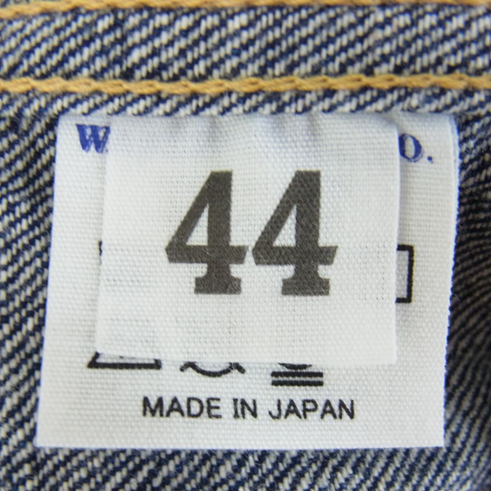 WAREHOUSE ウエアハウス Lot 2001XX 1915 1920 MODEL DOWN POCKET ダウン ポケット ディア スキン レザーパッチ デニム ジャケット 鹿革 インディゴブルー系 44【美品】【中古】