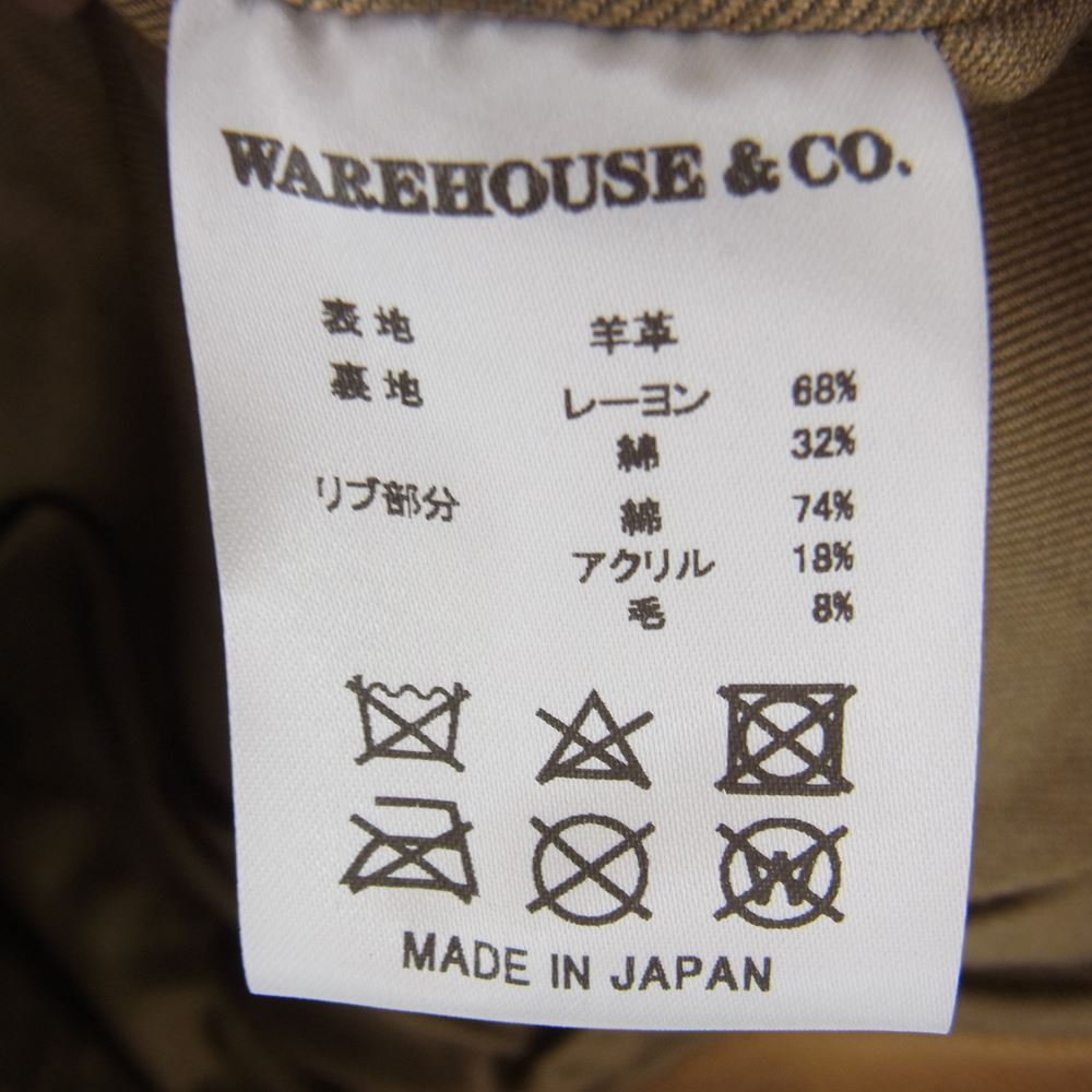 WAREHOUSE ウエアハウス A-1 TYPE LAMB LEATHER JACKET 羊革 ラムレザー ジャケット 2021直営店限定  ライトブラウン系 42【中古】