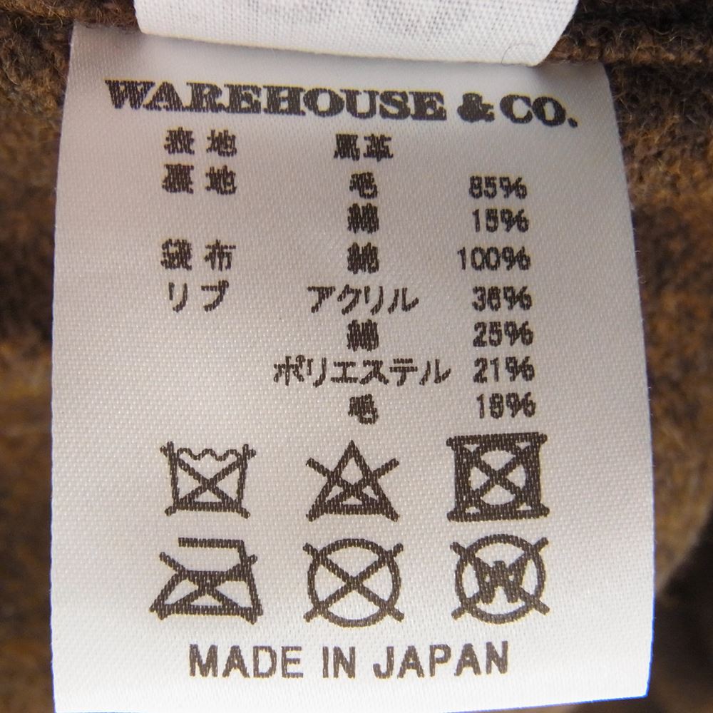 WAREHOUSE ウエアハウス ホースハイド カーコート レザー ジャケット ブラウン系 38【中古】