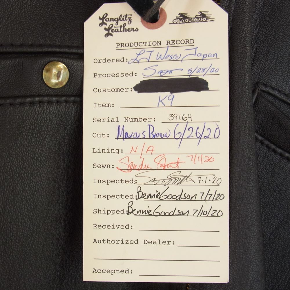 LANGLITZ LEATHERS ラングリッツレザーズ カスタム Vintage Line K9 シングル ライダース ジャケット ワッペン レザー ダークブラウン ダークブラウン系 サイズ表記無【美品】【中古】