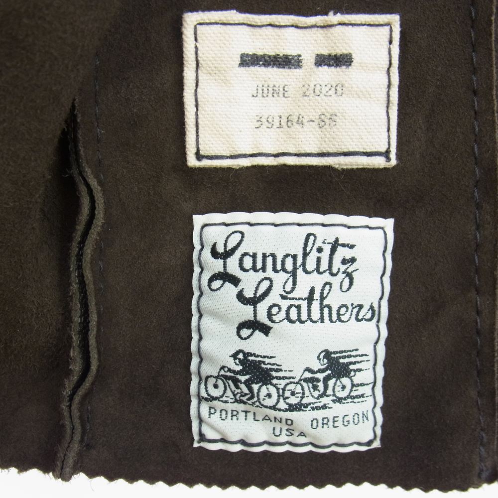 LANGLITZ LEATHERS ラングリッツレザーズ カスタム Vintage Line K9 シングル ライダース ジャケット ワッペン レザー ダークブラウン ダークブラウン系 サイズ表記無【美品】【中古】