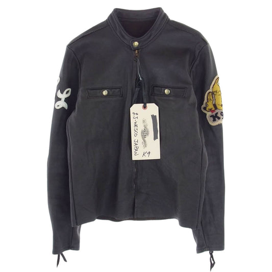 LANGLITZ LEATHERS ラングリッツレザーズ カスタム Vintage Line K9 シングル ライダース ジャケット ワッペン レザー ダークブラウン ダークブラウン系 サイズ表記無し【中古】