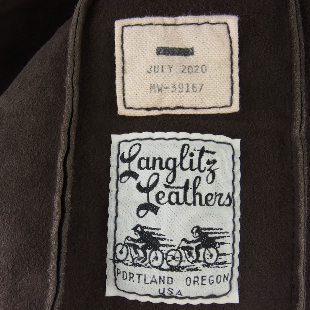LANGLITZ LEATHERS ラングリッツレザーズ カスタム Vintage Line K9 シングル ライダース ジャケット ワッペン レザー ダークブラウン ダークブラウン系 サイズ表記無し【中古】