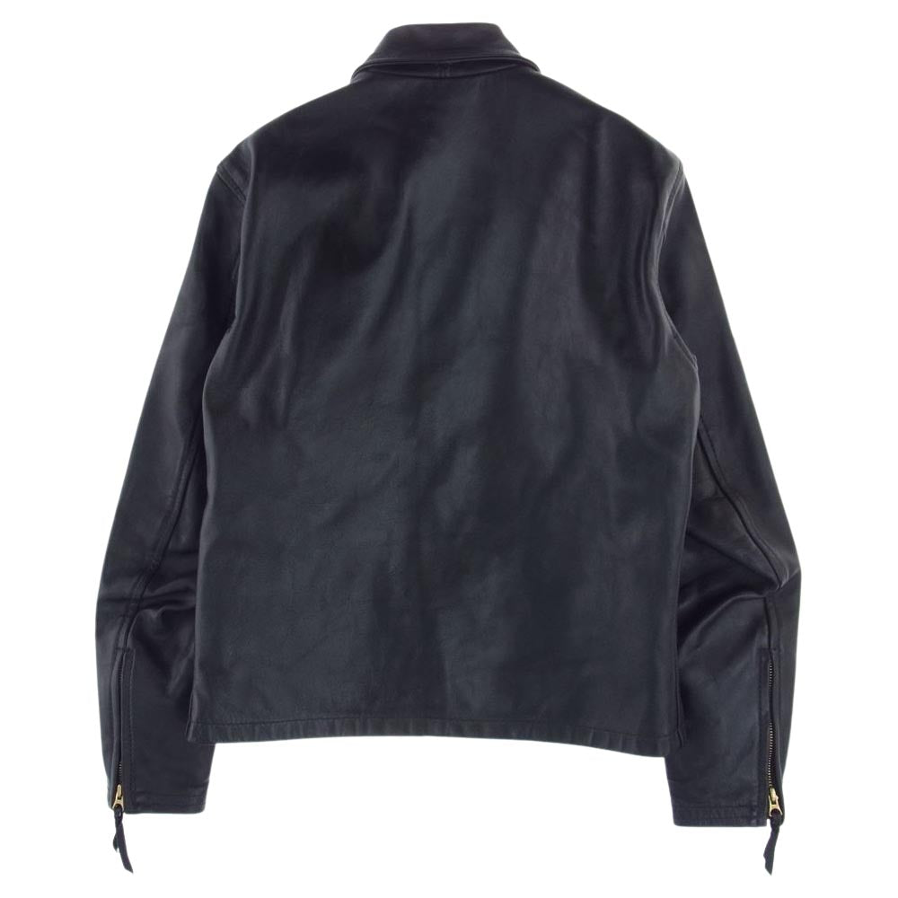 LANGLITZ LEATHERS ラングリッツレザーズ カスタム ホースハイド 衿付 シングル ライダース ジャケット ブラック系 サイズ表記無し【中古】