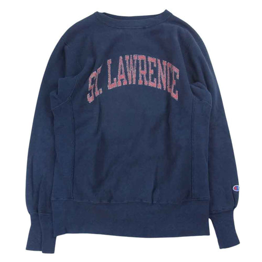Champion チャンピオン 90s ヴィンテージ 刺繍タグ USA製  ST.LAWRENCE カレッジロゴ リバースウィーブ スウェット ネイビー系 M【中古】
