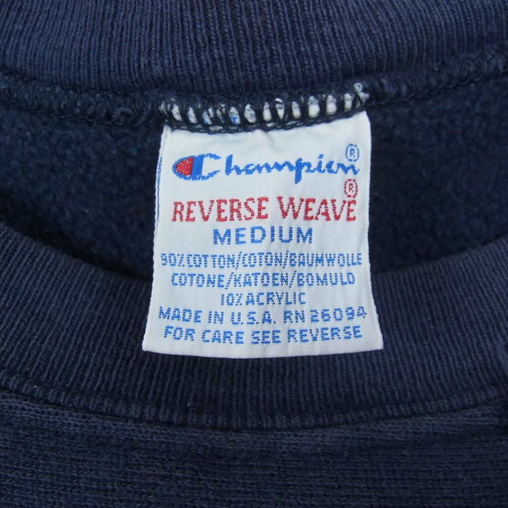 Champion チャンピオン 90s ヴィンテージ 刺繍タグ USA製  ST.LAWRENCE カレッジロゴ リバースウィーブ スウェット ネイビー系 M【中古】