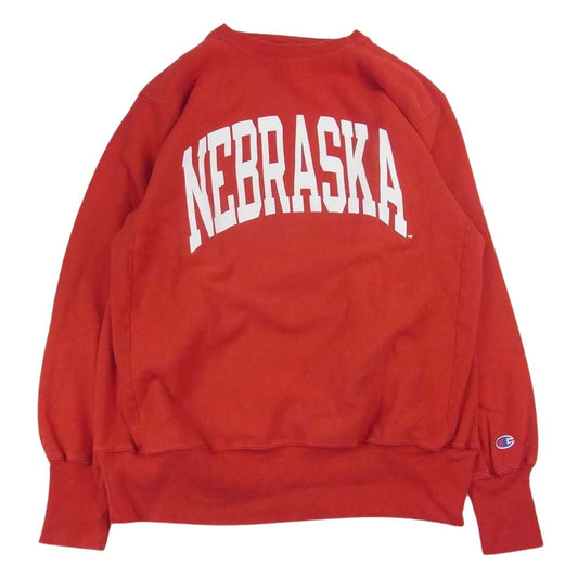 Champion チャンピオン 90s ヴィンテージ 刺繍タグ メキシコ製 NEBRASKA カレッジロゴ リバースウィーブ スウェット レッド系 XL【中古】