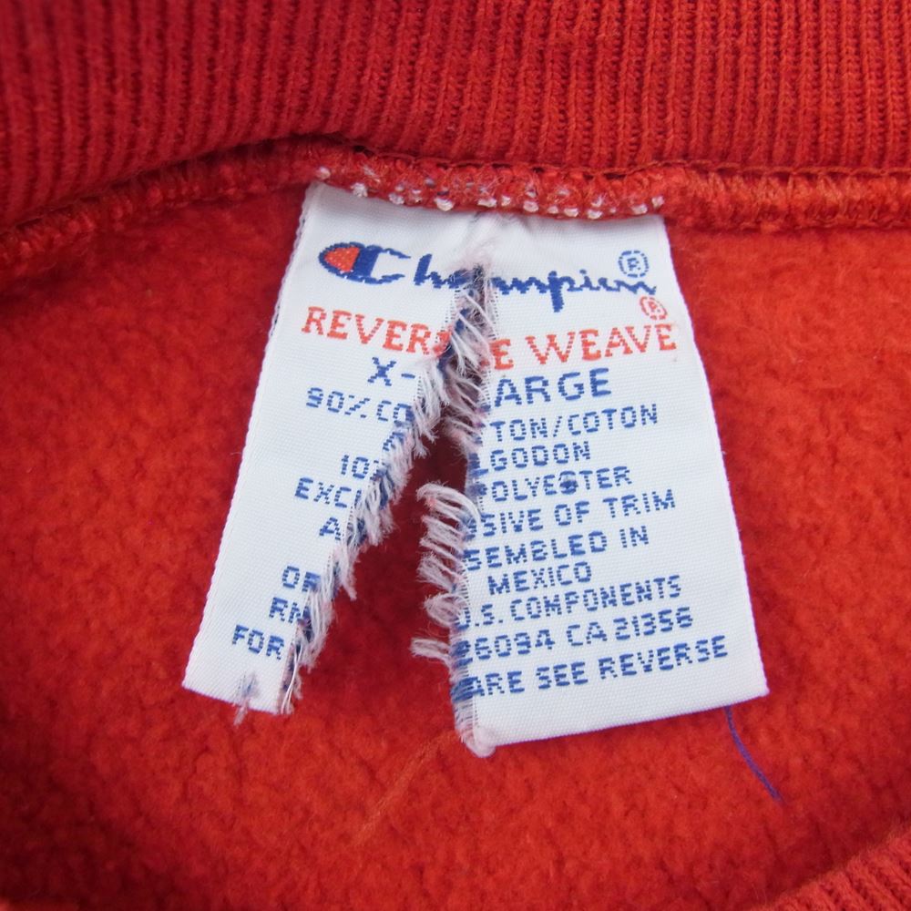 Champion チャンピオン 90s ヴィンテージ 刺繍タグ メキシコ製 NEBRASKA カレッジロゴ リバースウィーブ スウェット レッド系 XL【中古】