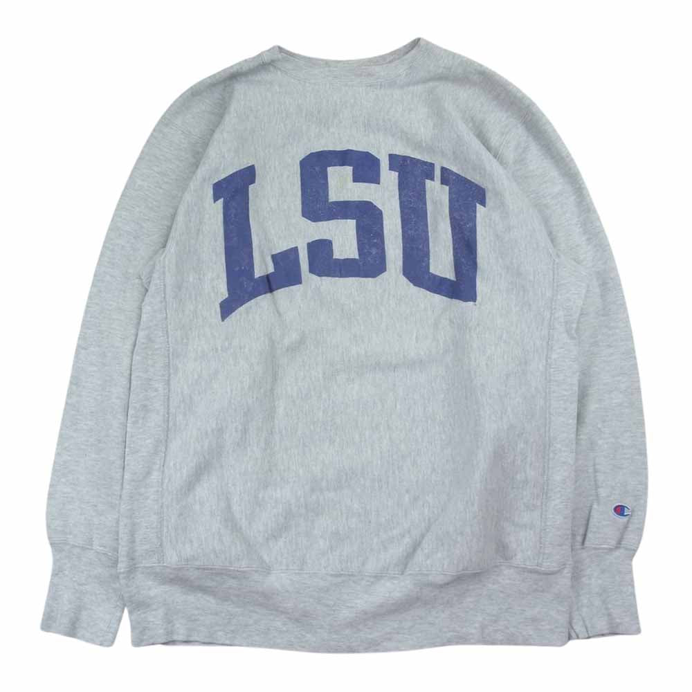 Champion チャンピオン 90s ヴィンテージ 刺繍タグ USA製  LSU カレッジロゴ リバースウィーブ スウェット グレー系 XXL【中古】
