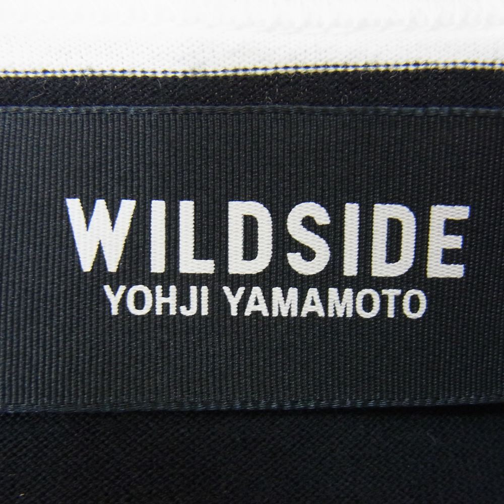 Yohji Yamamoto ヨウジヤマモト WILDSIDE ワイルドサイド WZ-T16-008-1-02 Portrait Border T-shirt プリント ボーダー Tシャツ カットソー  ブラック系 ホワイト系 3【美品】【中古】