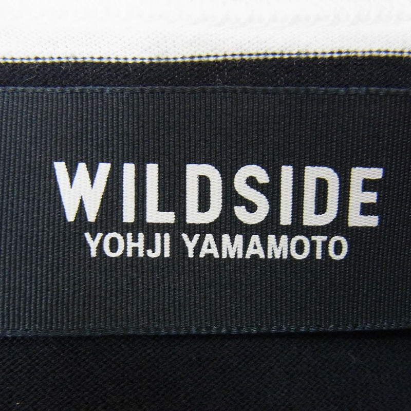 Yohji Yamamoto ヨウジヤマモト WILDSIDE ワイルドサイド WZ-T16-008-1-02 Portrait Border  T-shirt プリント ボーダー Tシャツ カットソー ブラック系 ホワイト系 3【美品】【中古】