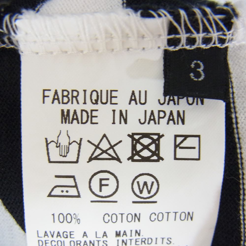 Yohji Yamamoto ヨウジヤマモト WILDSIDE ワイルドサイド WZ-T16-008-1-02 Portrait Border T-shirt プリント ボーダー Tシャツ カットソー  ブラック系 ホワイト系 3【美品】【中古】