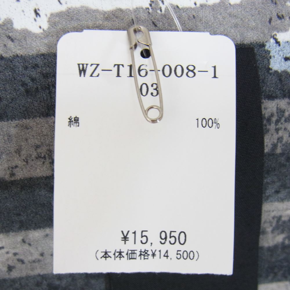Yohji Yamamoto ヨウジヤマモト WILDSIDE ワイルドサイド WZ-T16-008-1-02 Portrait Border T-shirt プリント ボーダー Tシャツ カットソー  ブラック系 ホワイト系 3【美品】【中古】