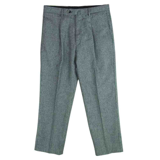 カルーゾ 1121-343-2883 GLEN PLAID NEW STRAIGHT 1PLEATS 1プリーツ グレンチェック プレイド スラックス パンツ イタリア製 グレー系 46 R【美品】【中古】