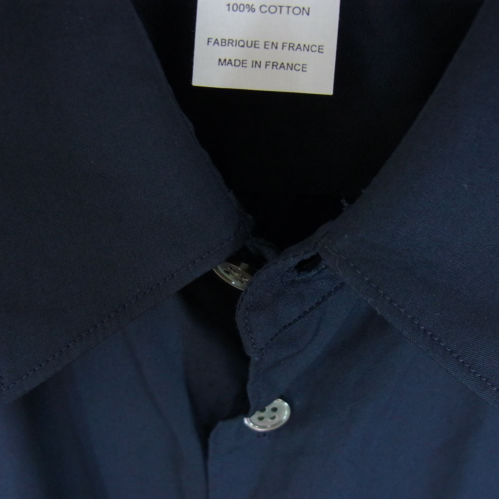 COMME des GARCONS コムデギャルソン FZ-B071 SHIRT フランス製 レギュラーカラー コットン 半袖 シャツ  ネイビー系 M【中古】