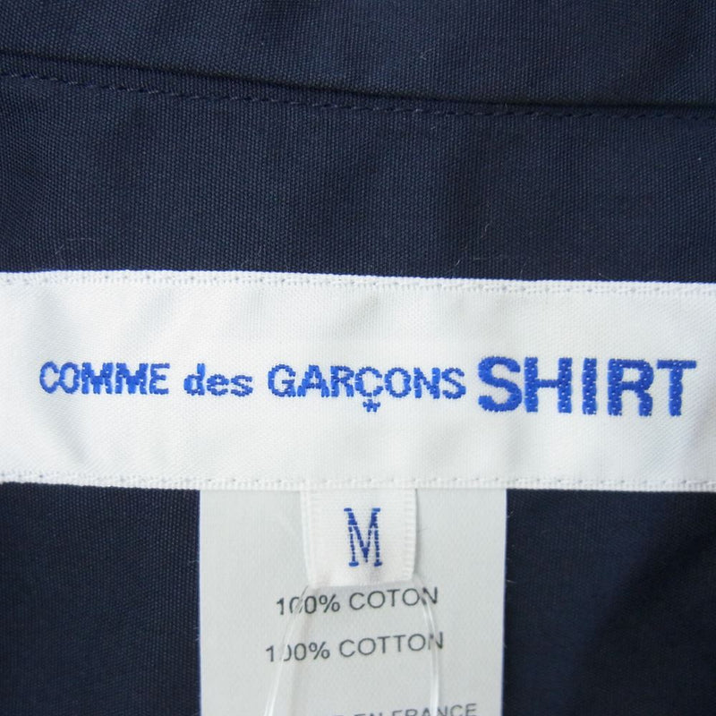 COMME des GARCONS コムデギャルソン FZ-B071 SHIRT フランス製 レギュラーカラー コットン 半袖 シャツ  ネイビー系 M【中古】