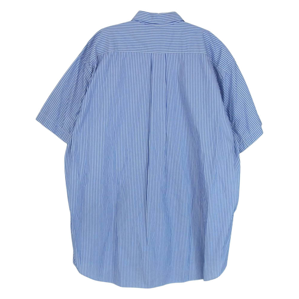 COMME des GARCONS コムデギャルソン 22SS FI-B036 SHIRT フランス製 レギュラーカラー コットン ストライプ 半袖 シャツ  ブルー系 S【中古】