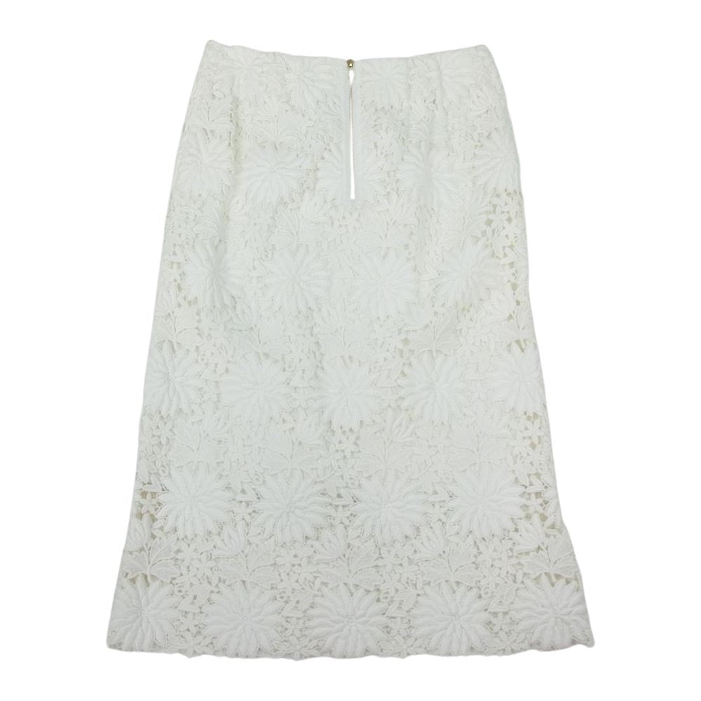 Drawer ドゥロワー 6524-299-0908 フラワー レース タイト スカート ホワイト系 36【中古】