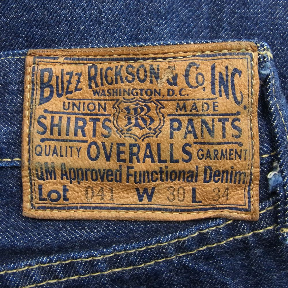 Buzz Rickson's バズリクソンズ BR43041 大戦モデル Lot041 WORLD WAR II WAIST OVERALLS ウエストオーバーオールズ デニム パンツ  インディゴブルー系 W30 L34【中古】
