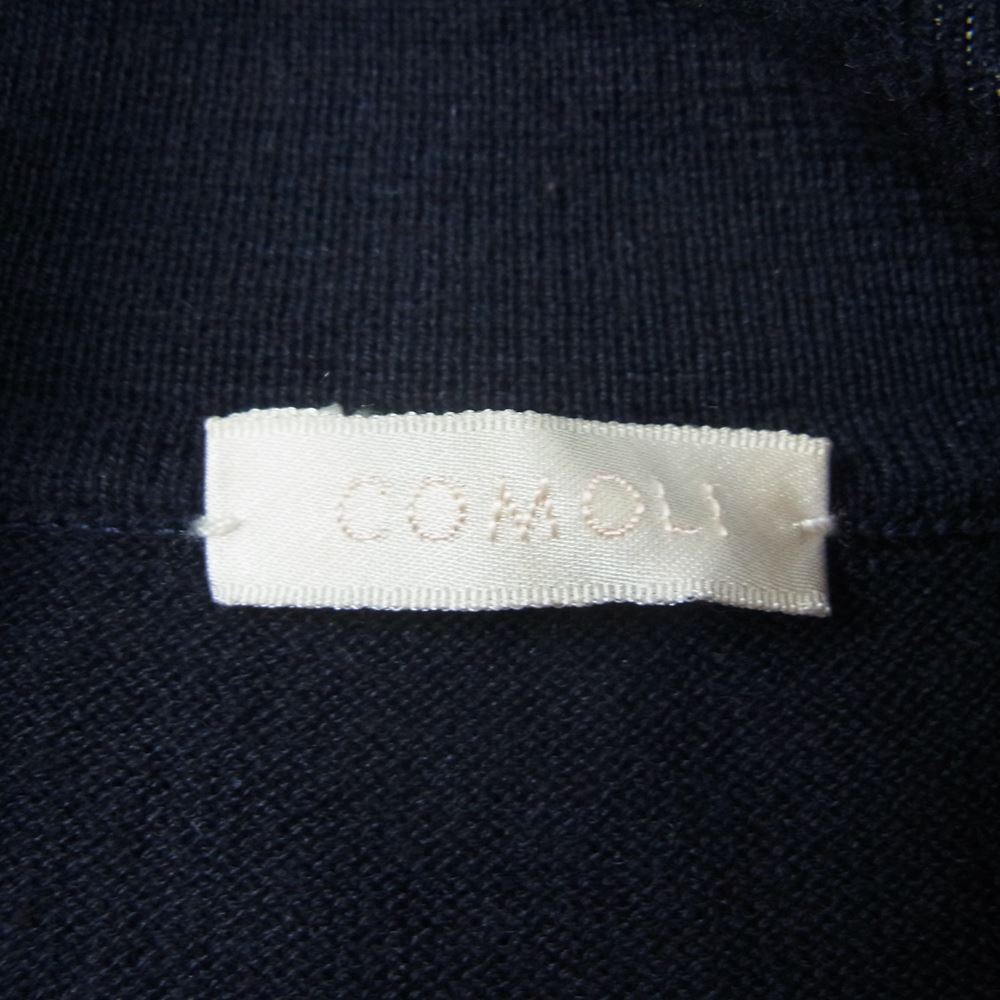 COMOLI コモリ GKK-3402 襟付き シルク カーディガン ネイビー系【中古】