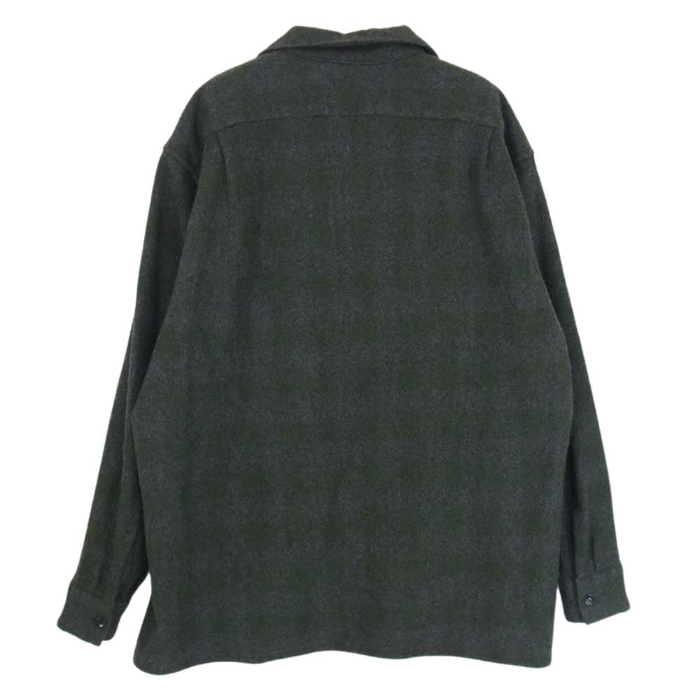 美品 COMOLI ウールカシミヤ チェックシャツ グリーン ダークグレー 3 COMOLI コモリ 20AW S03-02008 ウール チェック オープン カラー