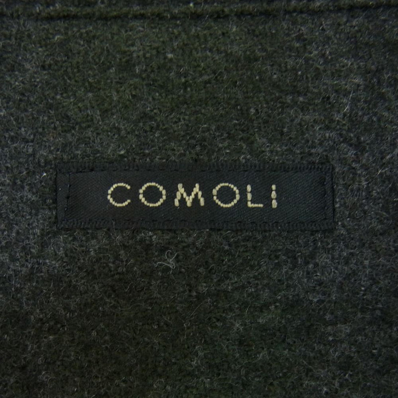 COMOLI コモリ 20AW S03-02008 ウール チェック オープン カラー シャツ グレー系 グリーン系 2【中古】