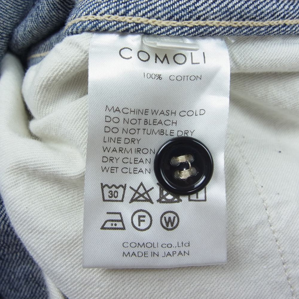 COMOLI コモリ 21AW U03-03011 BELTTED PANTS ベルテッド デニム パンツ インディゴブルー系 1【中古】