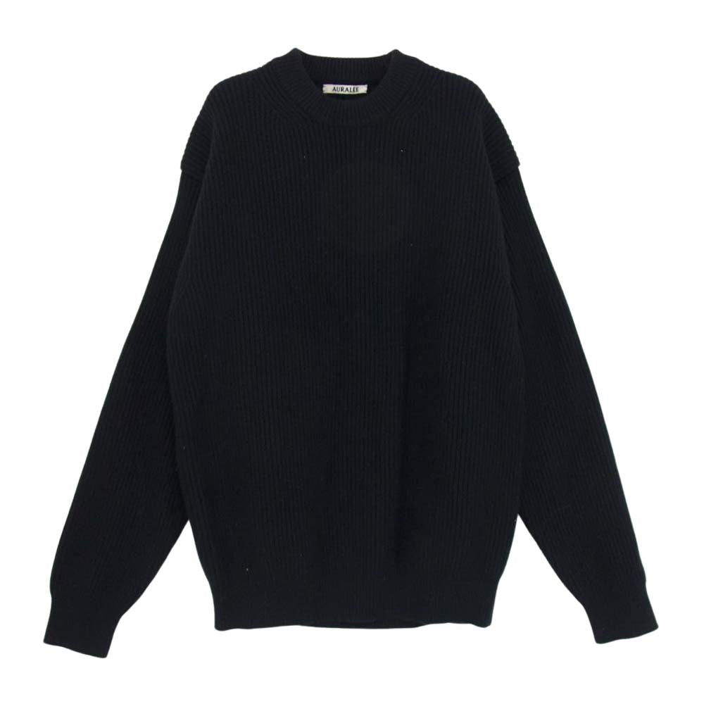 AURALEE オーラリー 22AW A22AP02RK SUPER FINE WOOL RIB KNIT BIG PO スーパーファイン ウール リブニット ビッグ プルオーバー ブラック系 4【中古】