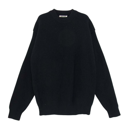 AURALEE オーラリー 22AW A22AP02RK SUPER FINE WOOL RIB KNIT BIG PO スーパーファイン ウール リブニット ビッグ プルオーバー ブラック系 4【中古】
