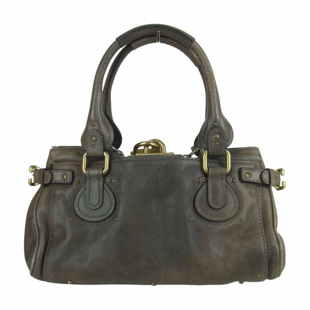 Chloe クロエ パディントン ショルダー ハンド バッグ イタリア製 グレイッシュブラウン系【中古】