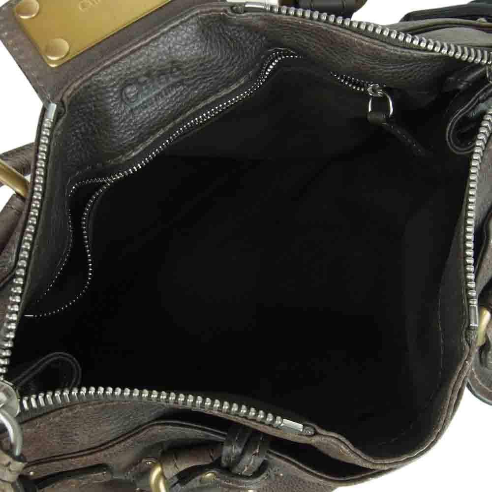 Chloe クロエ パディントン ショルダー ハンド バッグ イタリア製 グレイッシュブラウン系【中古】