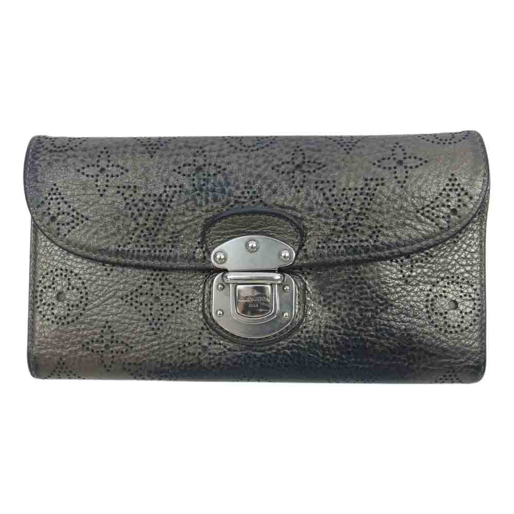 LOUIS VUITTON ルイ・ヴィトン M95716 マヒナ ポルトフォイユ・アメリア 三つ折り 長財布 ブロンズ ブラック系 シルバー系【中古】