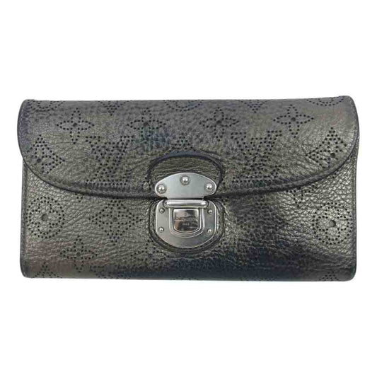 LOUIS VUITTON ルイ・ヴィトン M95716 マヒナ ポルトフォイユ・アメリア 三つ折り 長財布 ブロンズ ブラック系 シルバー系【中古】