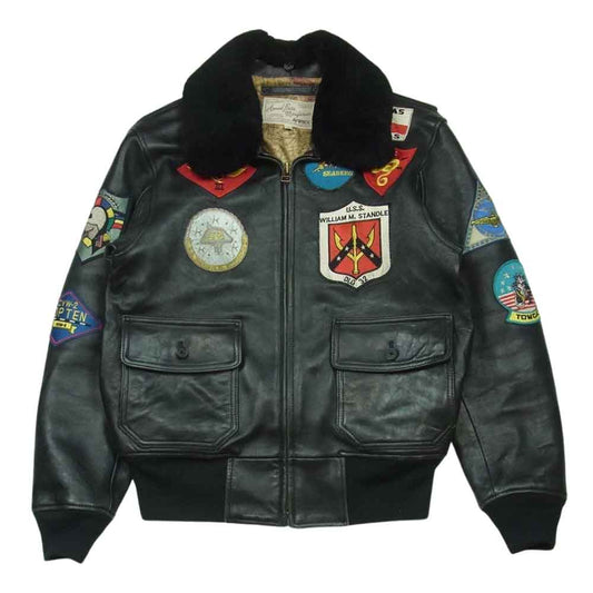 AVIREX アヴィレックス 6181013 TOPGUN MODEL G-1 トップガンモデル レザー フライト ジャケット 中国製 ブラック系 L【中古】