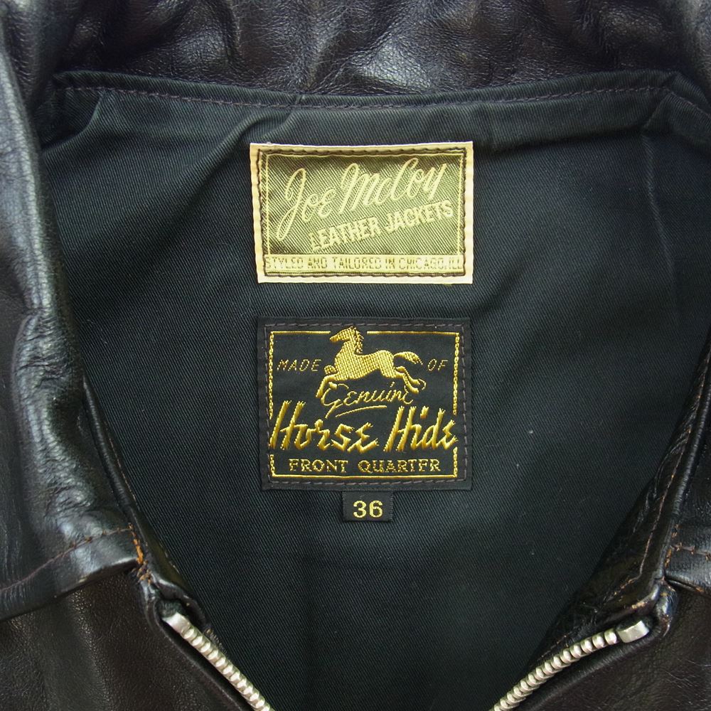 The REAL McCOY'S ザリアルマッコイズ JOE McCOY 30s SPORTS JACKET 茶芯 ホースハイド レザー スポーツ ジャケット ブラック系 36【中古】