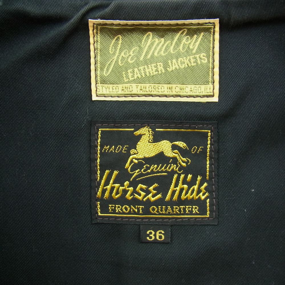 The REAL McCOY'S ザリアルマッコイズ JOE McCOY 30s SPORTS JACKET 茶芯 ホースハイド レザー スポーツ ジャケット ブラック系 36【中古】