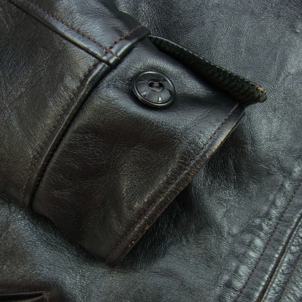 The REAL McCOY'S ザリアルマッコイズ JOE McCOY 30s SPORTS JACKET 茶芯 ホースハイド レザー スポーツ ジャケット ブラック系 36【中古】