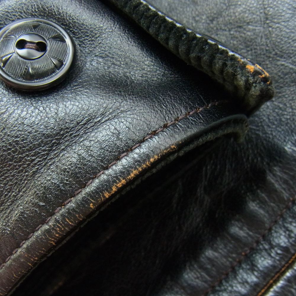 The REAL McCOY'S ザリアルマッコイズ JOE McCOY 30s SPORTS JACKET 茶芯 ホースハイド レザー スポーツ ジャケット ブラック系 36【中古】