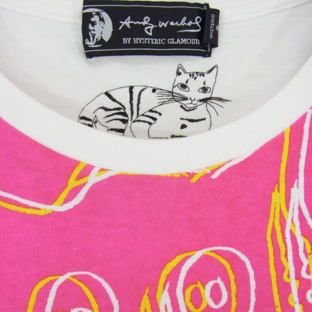 HYSTERIC GLAMOUR ヒステリックグラマー 0451CT05 × ANDY WARHOL アンディウォーホル 切替し 半袖 Tシャツ ピンク系 ブラック系 ブルー系 S【中古】