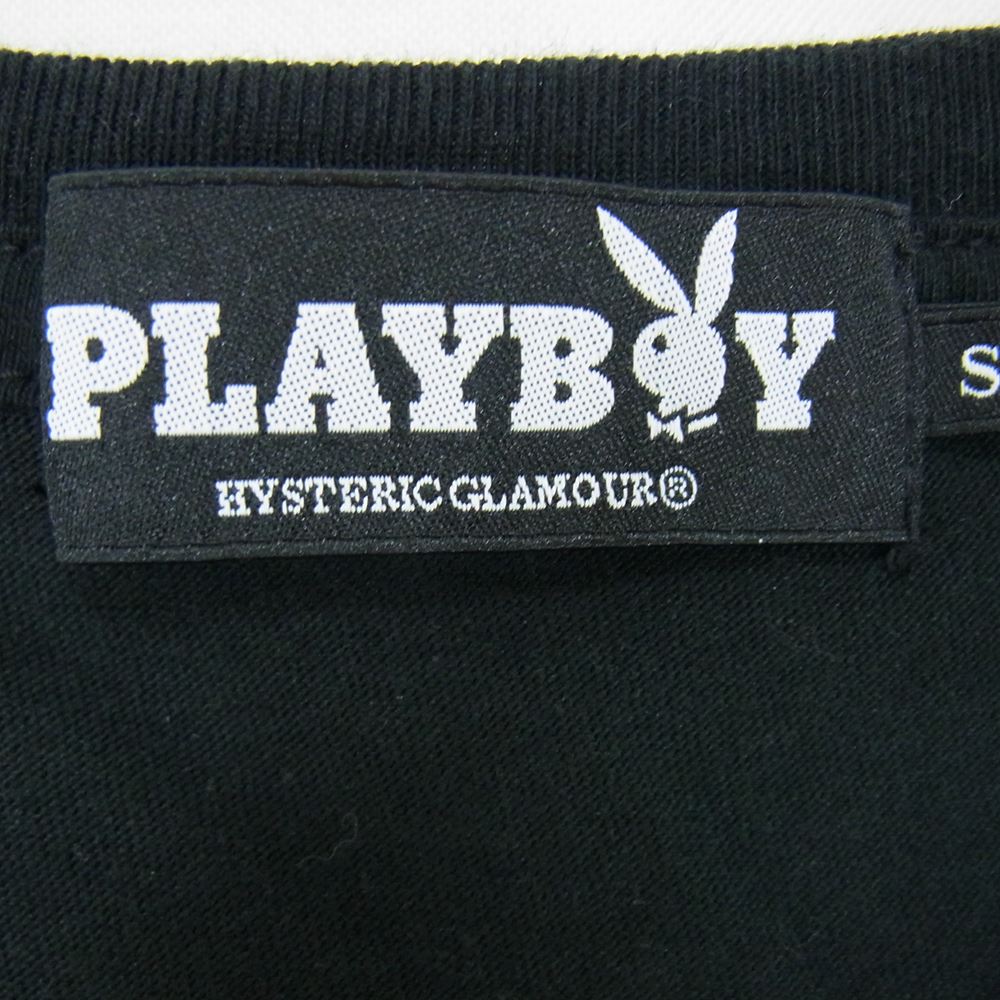 HYSTERIC GLAMOUR ヒステリックグラマー 1243CT01 × PLAYBOY プレイボーイ Vネック プリント 半袖 Tシャツ ブラック系 S【中古】