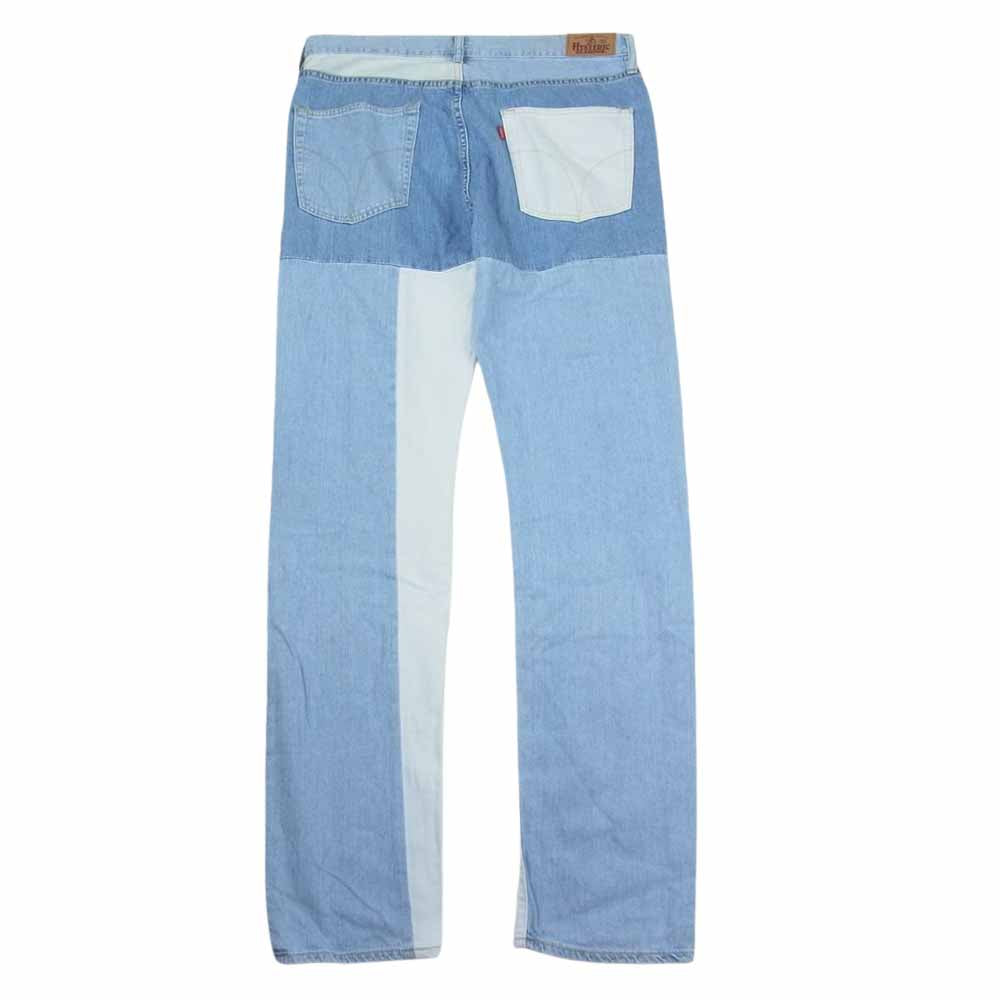 HYSTERIC GLAMOUR ヒステリックグラマー 02182AP14 USED加工 AUTO CLUB プリント デニム スクラッチ テーパード パンツ インディゴブルー系 M【中古】