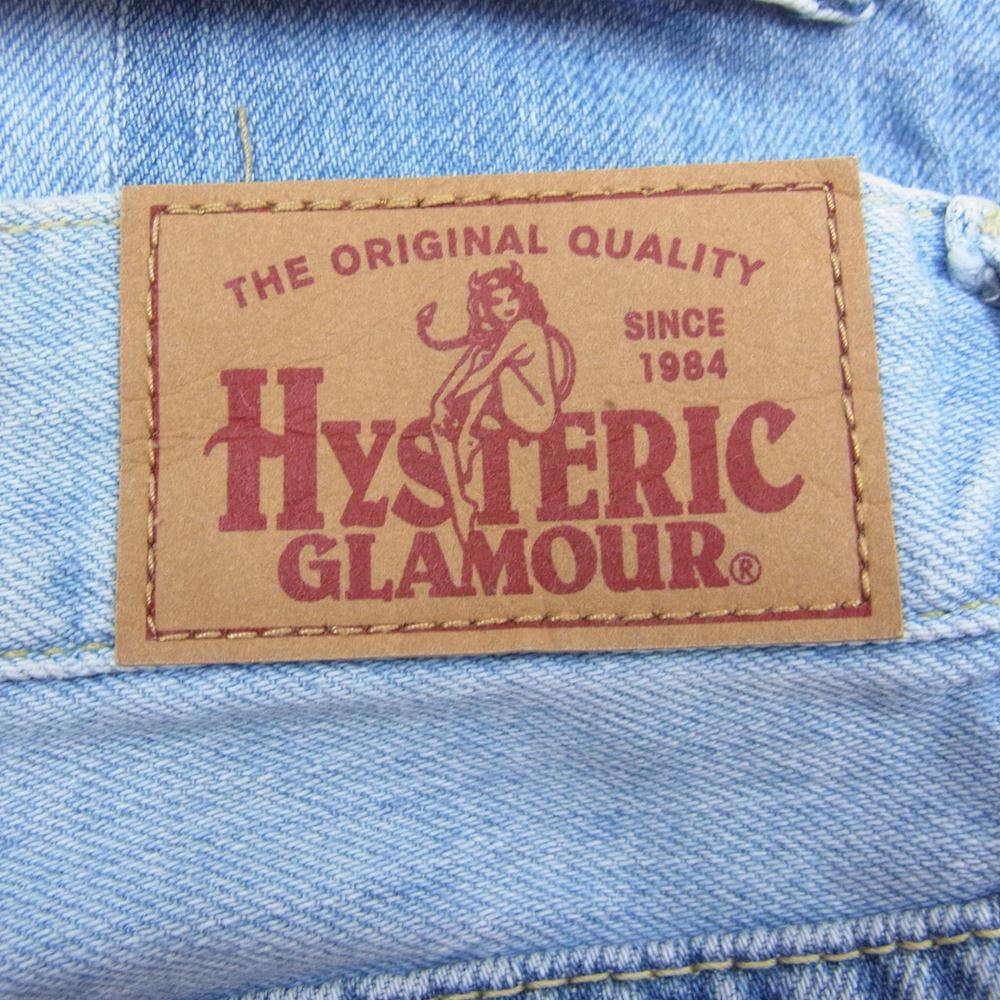 HYSTERIC GLAMOUR ヒステリックグラマー 02182AP14 USED加工 AUTO CLUB プリント デニム スクラッチ テーパード パンツ インディゴブルー系 M【中古】